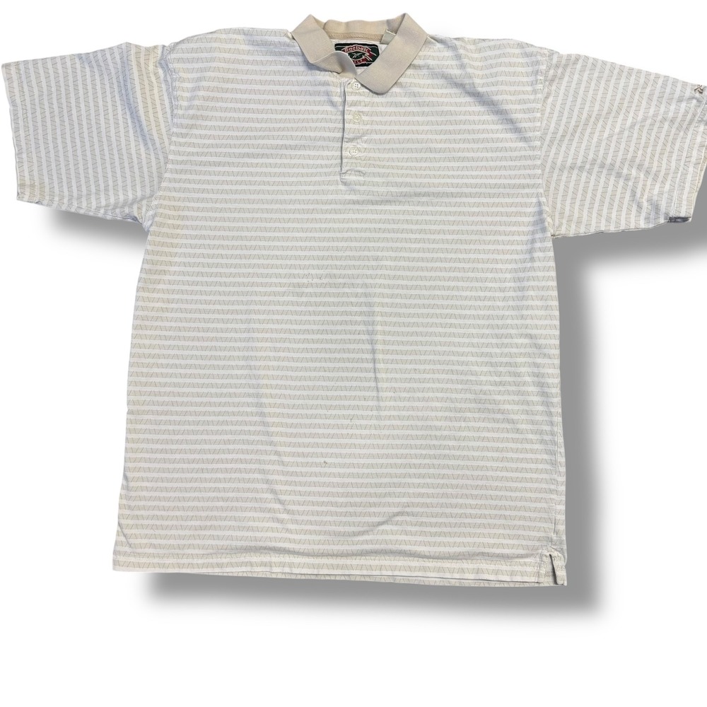 Vintage Reebok Golf Polo Shirt XL White Geometric Pattern 90s‎ Performance Top